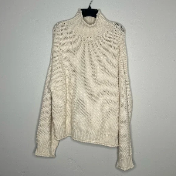 Reformation Ivory Mock Neck Baby Alpaca Cream Knit Sweater - Picture 2 of 8